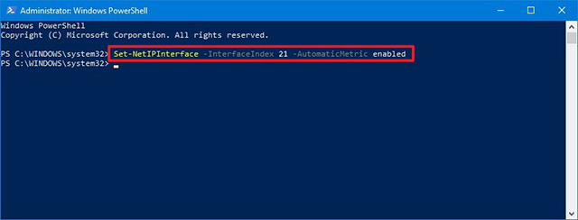 Win10使用PowerShell更改网络适配器优先级的技巧