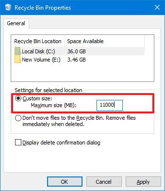 Win10系统回收站最大存储量的设置技巧2.jpg