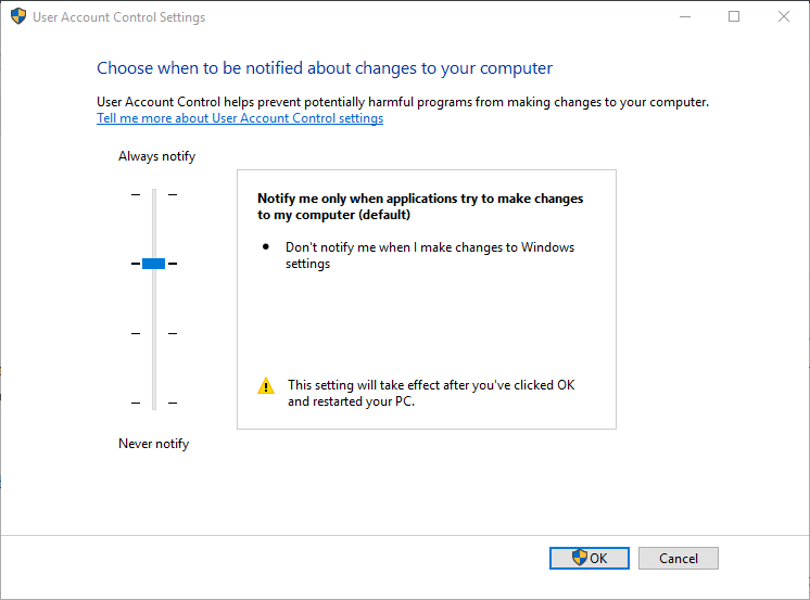Win10系统下UAC阻止应用程序激活
