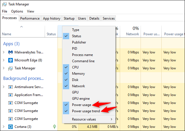 Win10系统如何查看流程的电源使用详细信息