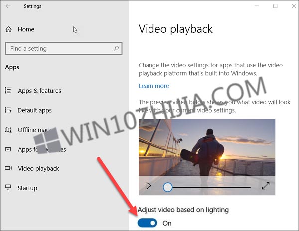 Win10专业版自动调整视频可见性的设置技巧1.jpg