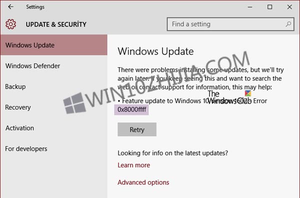 windows10：Windows Update错误0x8000FFFF.jpg