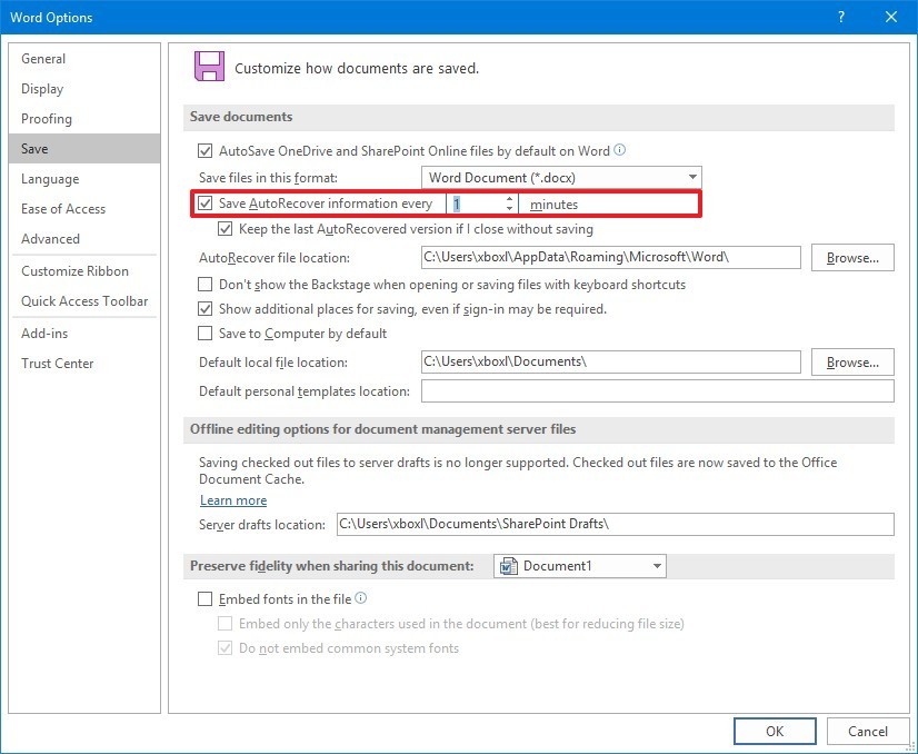 Win10系统下管理Office应用自动保存的技巧3.jpg