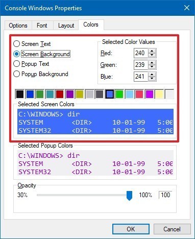 Win10系统命令提示符颜色及透明度设置技巧2.jpg