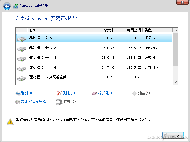 安装windows10时分区创建错误怎么办
