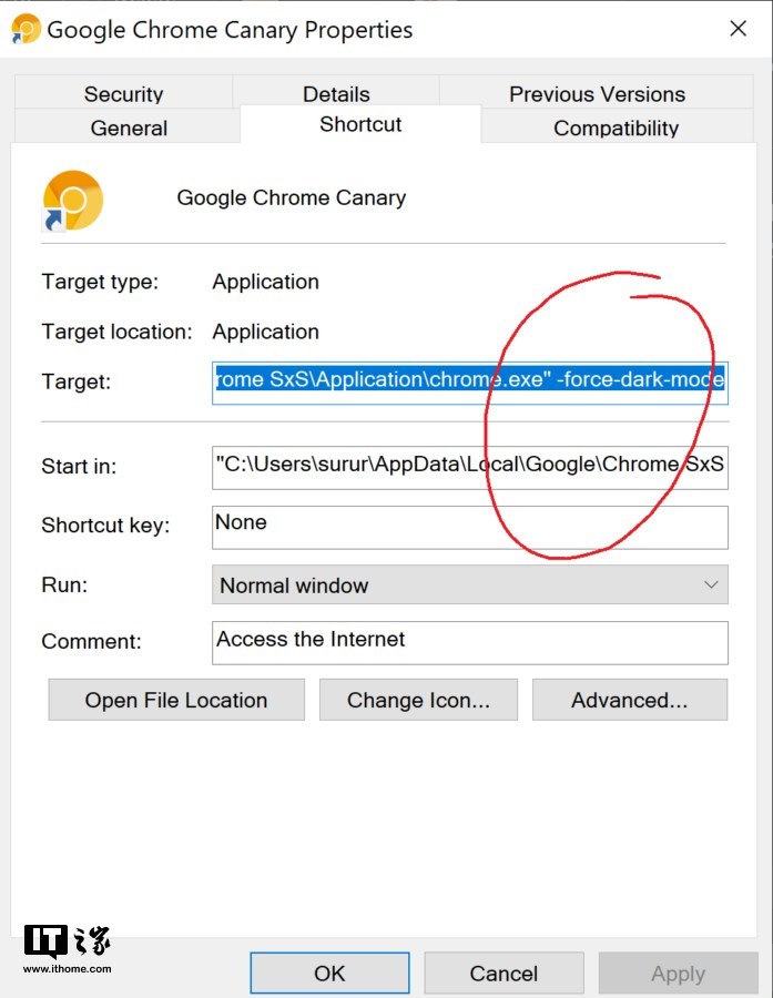Win10系统强制开启Chrome浏览器黑暗模式2.png