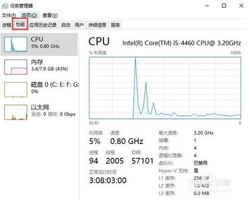 查看win10 cpu使用率的方法