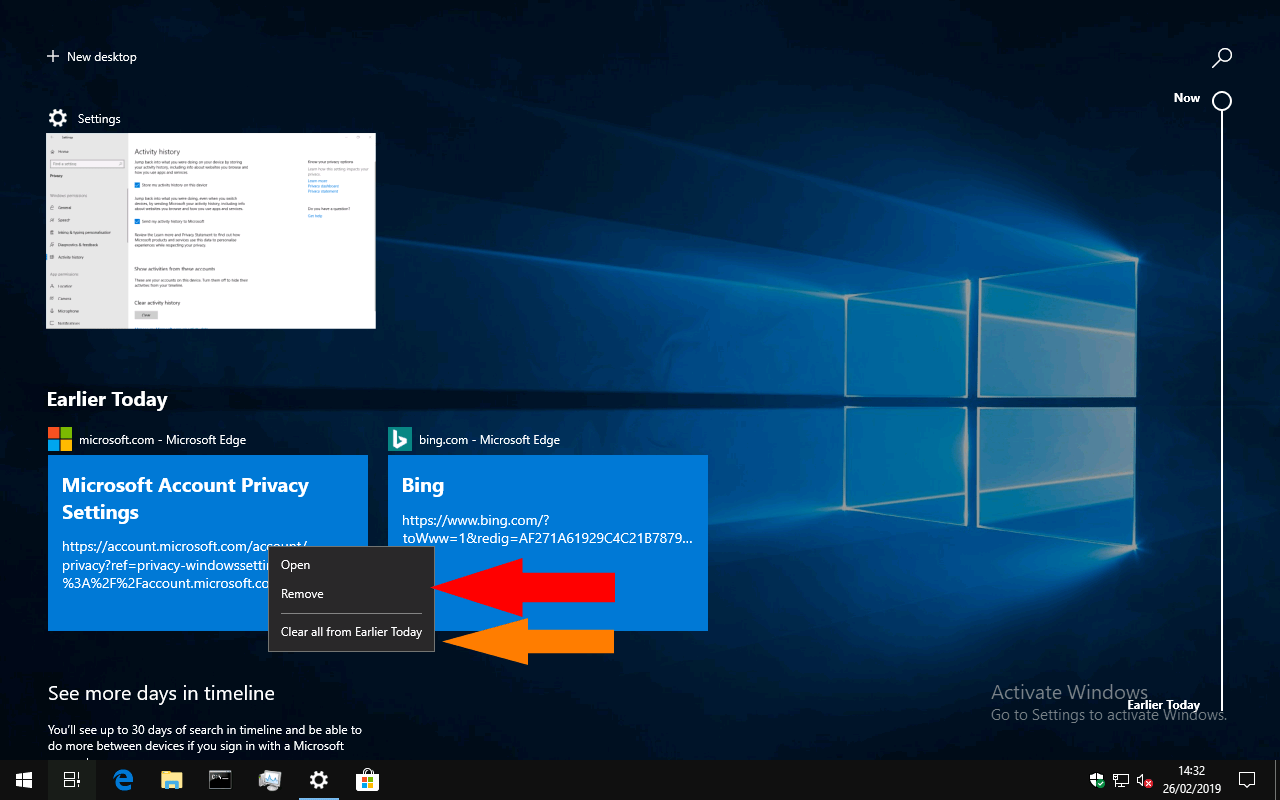 删除Win10时间轴历史记录的技巧
