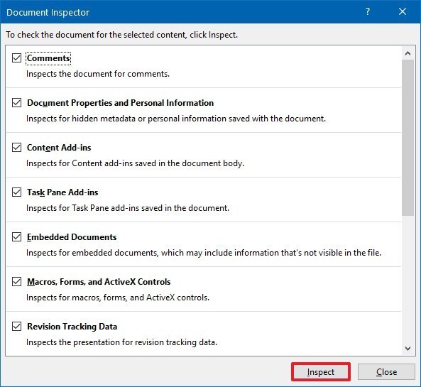 Win10系统检查和删除PowerPoint文档个人信息数据