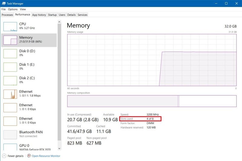 Win10系统查看主板上可用内存插槽