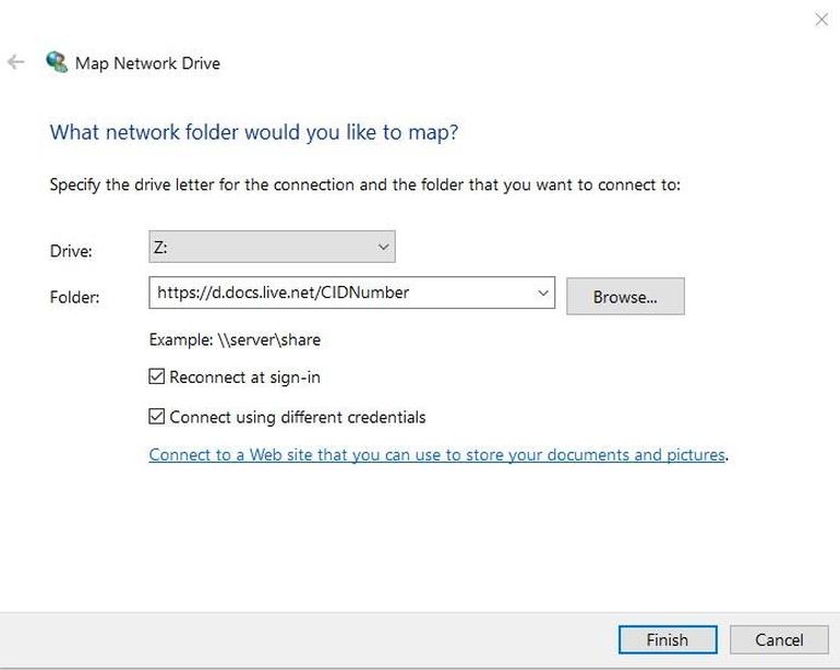 为OneDrive分配驱动器号