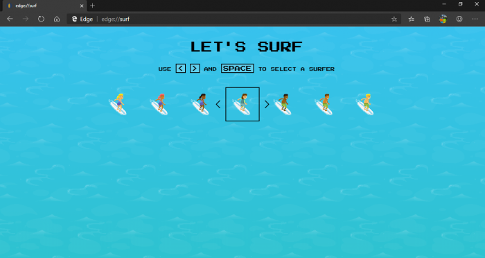 Win10 Edge浏览器SURF游戏
