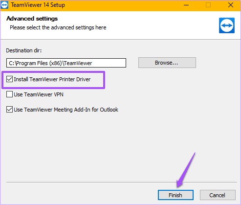 在安装TeamViewer时如何安装打印驱动程序