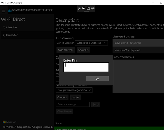 Win10 Lot设备使用WIFI Direct