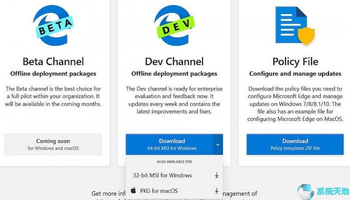 下载Win10 Chromium Edge离线安装包