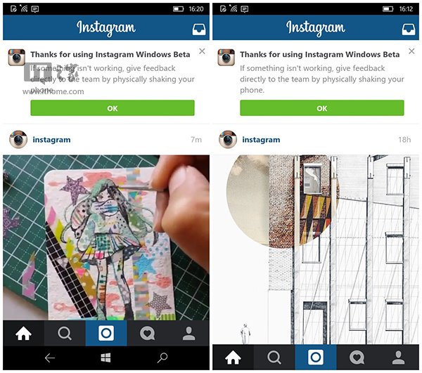 Win10 Mobile版Instagram (Beta)上架：UWP应用，非iOS移植