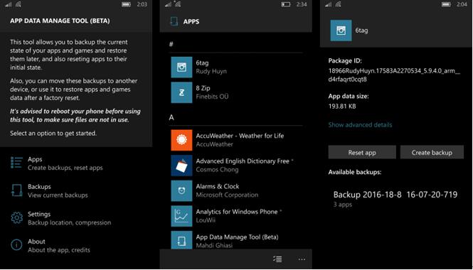 Win10手机支持新的应用程序允许您备份应用程序的数据.jpg