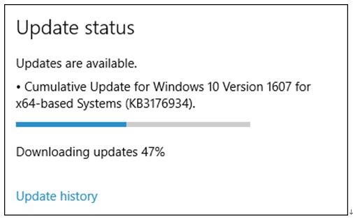 对于Windows 10 1607版本的累积更新KB3176934