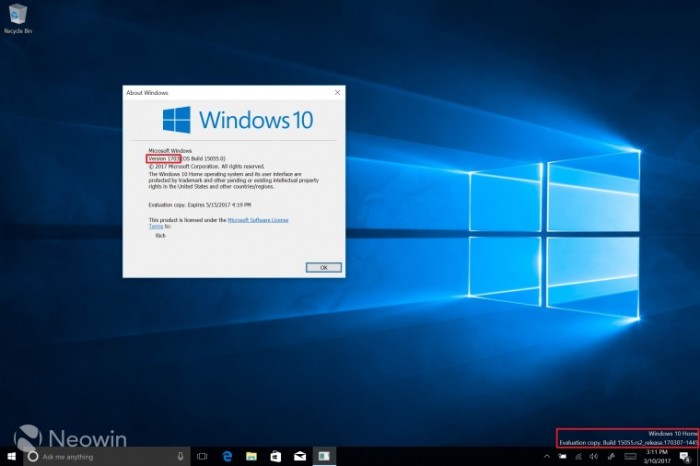 Win10 Build 15055发布:正式启用Version 1703--系统之家