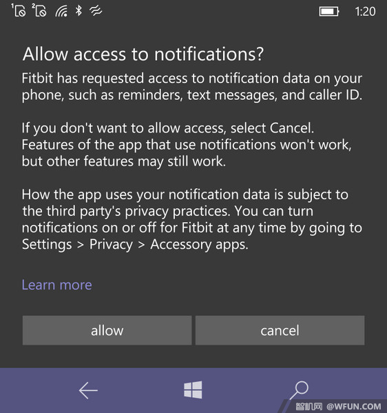 Fitbit启动Win10 Mobile版应用通话&SMS通知特性测试