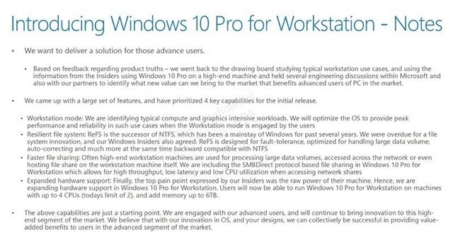 微软将针对工作站电脑释出新版Windows 10 Pro更新1