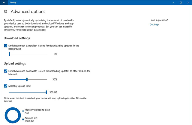 Win10 Fall Creators Update将允许您限制更新的带宽使用情况