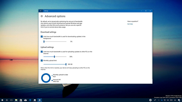 Windows 10 Fall Creators Update将允许您限制更新的带宽使用情况