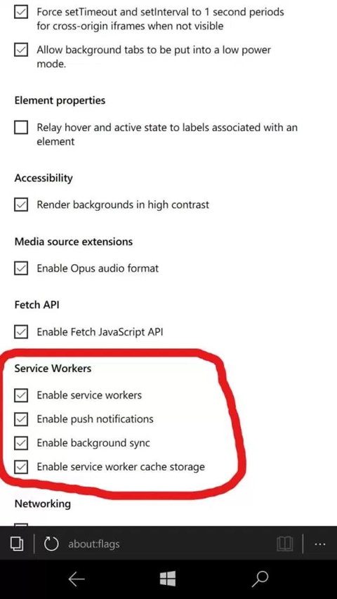 Win10 Mobile手机Edge浏览器开启PWA支持的技巧2.jpg