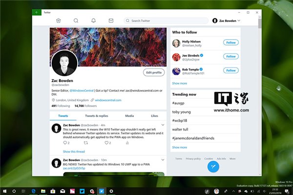 Twitter PWA Windows10版修复大量Bug，剪贴板发图