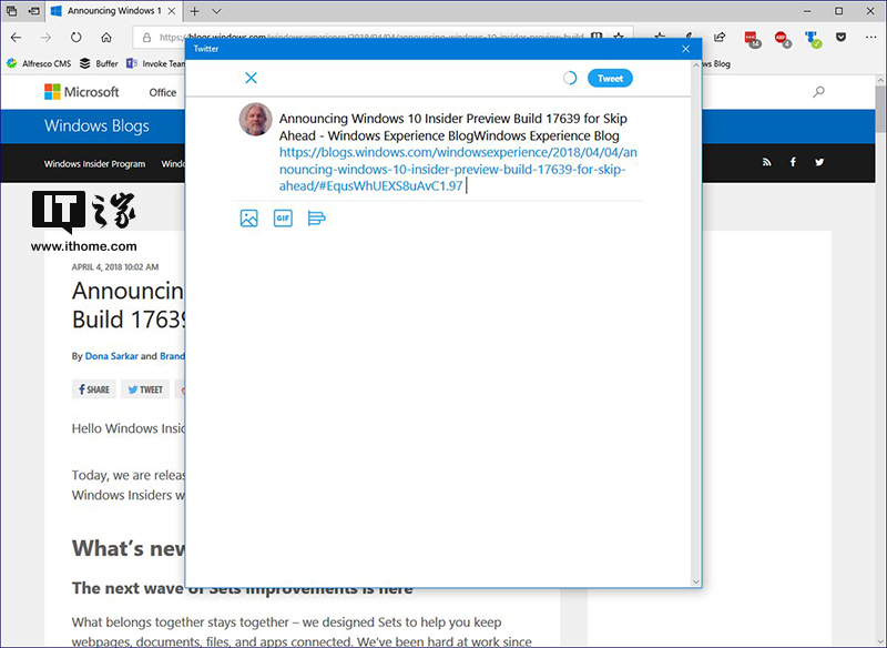 Twitter PWA Windows 10版新增原生共享窗口(图2)