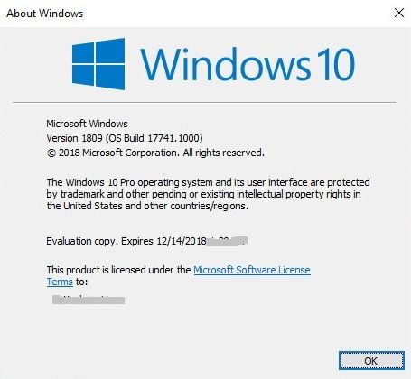 windows10 RedStone 5最终版本号为Version 1809.jpg