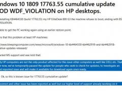 微软承认惠普Win10 PC打KB4462919补丁蓝屏现象