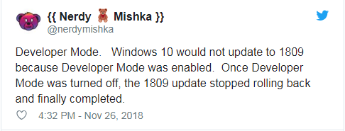 开发者模式可能导致Windows 10 1809更新失败4.png