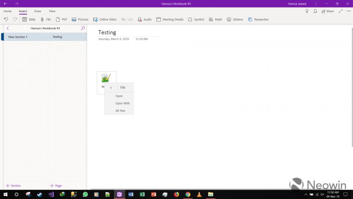 Microsoft OneNote Win10预览版更新：支持插入文档编辑