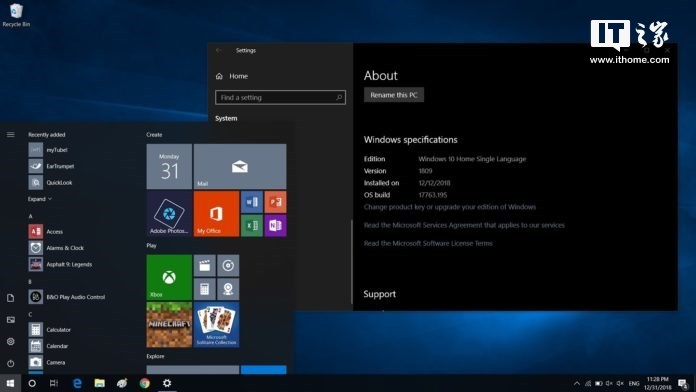 Win10 1809 Build 17763.349发布预览版，获累积更新KB4492978