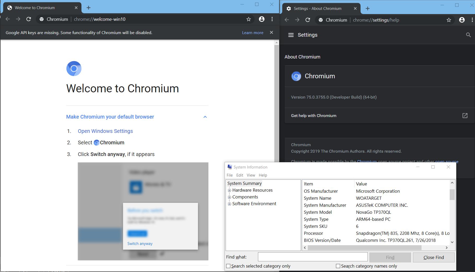 Win10 ARM64成功构建并运行Chrome 浏览器