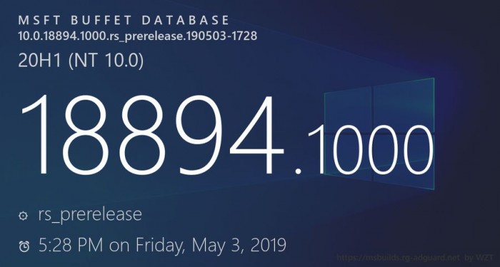 Win10 20H1发布预览更新Build 18894