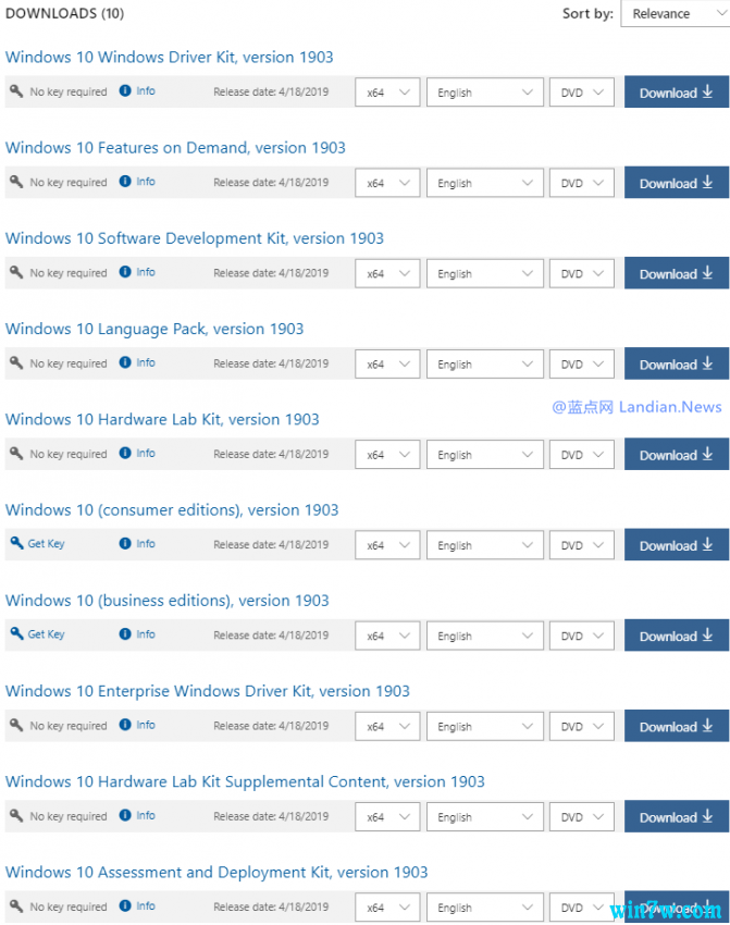 MSDN原版Win10 1903正式版下载（附官方密钥）