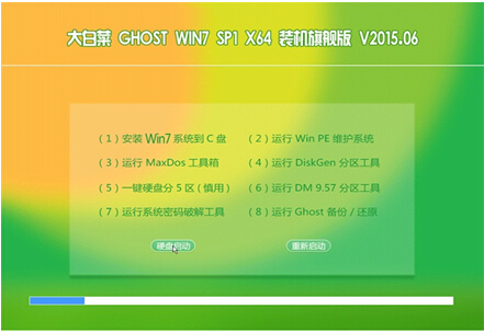 大白菜 Ghost Windows 7 SP1 X64 官方旗舰版V2015.06