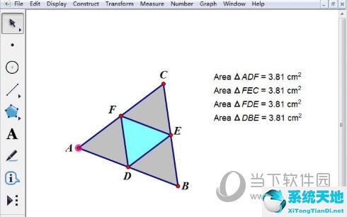 几何画板怎么将三角形分成面积相等四部分