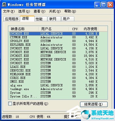 WinXP系统任务管理器显示不全